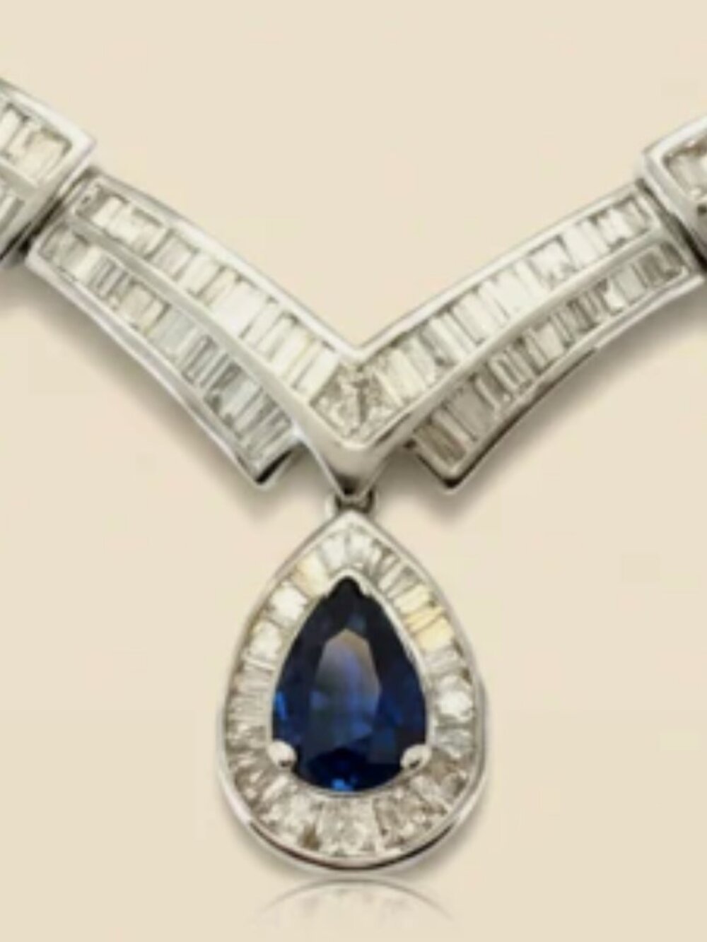 18kK Sold White Gold Diamond & Sapphire Royal Heirloom Chocker - Picture 5 of 5